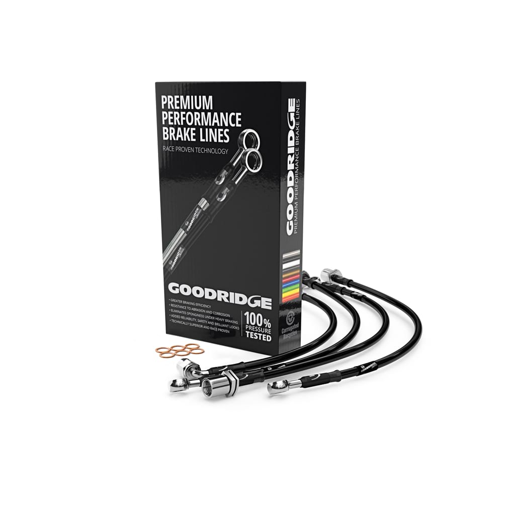 BMW F82 M4 Braided Stainless Steel Brake Hose Lines Kit - Black